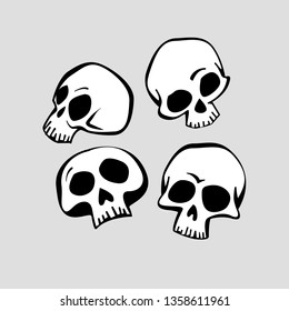 human skull in different angles. vector image for illustration