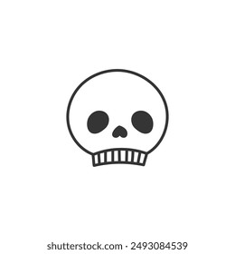 Human Skull Doodle Line Icon. Hand drawn outline skeleton head. Halloween decorative element. Isolated vector illustration I