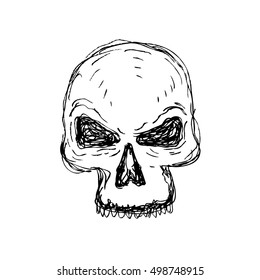 Human skull . Doodle style