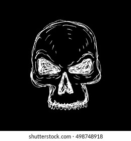 Human skull . Doodle style