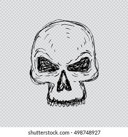 Human skull . Doodle style