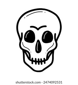 Human skull in a doodle style isolated on white background. Vector illustration.