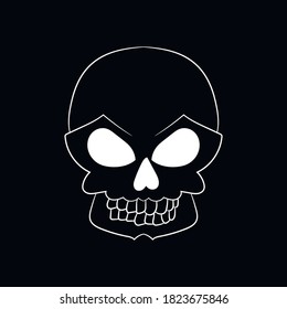 Human skull, drawing on a black background, vector illustration