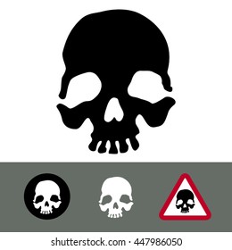 Human skull drawings. Vector graphic on isolated background. Design for danger signs, logo, t shirt, tattoo, etc.