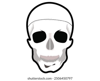 human skull drawn one line art vector illustration   