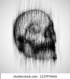human skull from the drip of ink on the background. abstract vector.