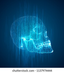 human skull from the drip of ink on the background. abstract vector.