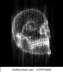 human skull from the drip of ink on the background. abstract vector.