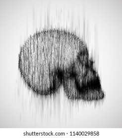 human skull from the drip of ink on the background. abstract vector.