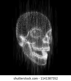 human skull from the drip of ink on the background. abstract vector.