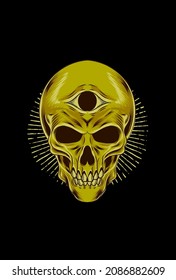 Human skull with eyes vector illustration