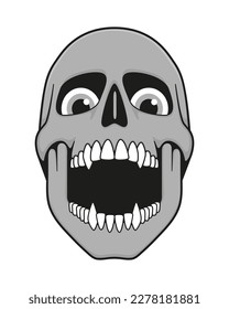 Human skull face with eyes. Isolated illustration.