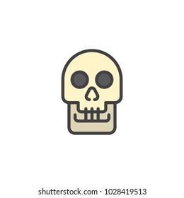 Human skull filled outline icon, line vector sign, linear colorful pictogram isolated on white. Anthropology symbol, logo illustration. Pixel perfect vector graphics
