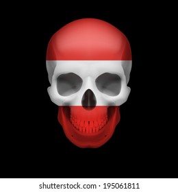 Human skull with flag of  Austria. Threat to national security, war or dying out