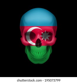 Human skull with flag of Azerbaijan. Threat to national security, war or dying out