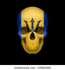 Human skull with flag of Barbados Threat to national security, war or dying out