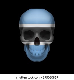 Human skull with flag of Botswana. Threat to national security, war or dying out