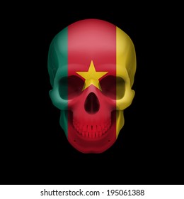 Human skull with flag of Cameroon. Threat to national security, war or dying out