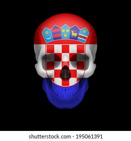 Human skull with flag of Croatia. Threat to national security, war or dying out