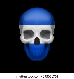 Human skull with flag of El Salvador. Threat to national security, war or dying out