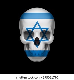 Human skull with flag of Israel. Threat to national security, war or dying out