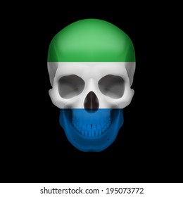 Human skull with flag of Sierra Leone. Threat to national security, war or dying out