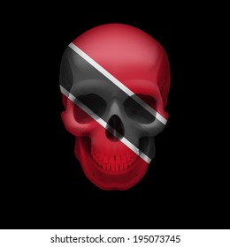 Human skull with flag of Trinidad and Tobago. Threat to national security, war or dying out