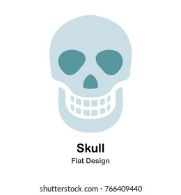 Human Skull Flat Vector Illustration