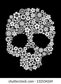 Human skull in floral style for ecology concept design. Jpeg (bitmap) version also available in gallery