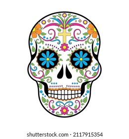 human skull. flower-painted skull. the day of the Dead. vector illustration, eps 10.