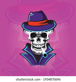 Human skull full face stylized vector design illustration.
