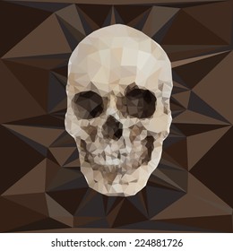 Human skull in geometric triangular style,vector