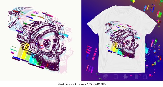 Human Skull Glitch Print Tshirts Another Stock Vector (Royalty Free ...