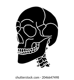 Human skull glyph icon isolated on white background