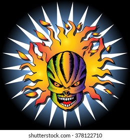Human skull. Hand drawing illustration.