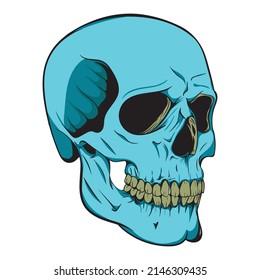 Human skull. Hand drawn engraving. Editable vector pop illustration.