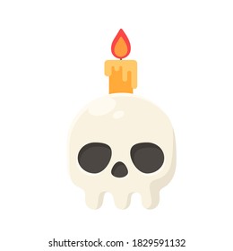 The human skull has a candle on top for the Halloween ritual of summoning the devil.