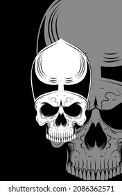 Human Skull and hat vector illustration