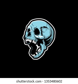 human skull head cartoon character vector