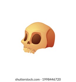 Human skull, head of skeleton. Symbol of death or dangerous. Design element for invitation at party halloween holiday. Flat cartoon vector illustration isolated on white.