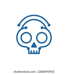 Logo moderno de tecnología de cabeza de cráneo humana
