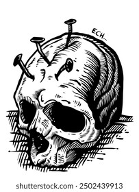 human skull head vector, for clothing design, tattoos, logos, etc.