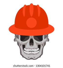 human skull in a helmet, vector illustration , flat style ,front  view