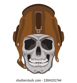 human skull in a helmet, vector illustration , flat style ,front  view