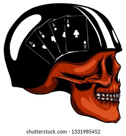 human skull with a helmet vector illustration
