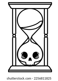 Human skull in hourglass  Antique death hourglass illustration and skull  For dotwork tattoo  hipster t  shirt design  vintage style posters  sticker  Vector illustration isolated white