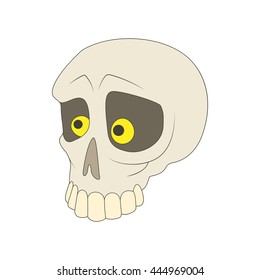 Human skull icon in cartoon style on a white background