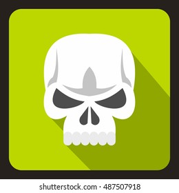 Human skull icon in flat style on a lime background vector illustration