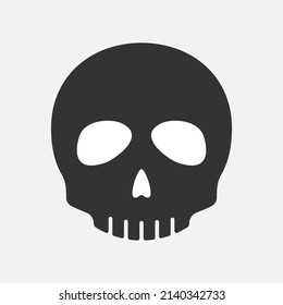 Human skull icon isolated flat design vector illustration on white background.