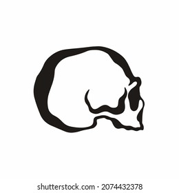 Human Skull Icon Logo Design. Black and White Stencil Tattoo. Flat Vector Illustration on White Background.